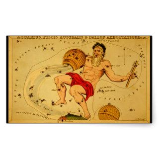 Vintage Astronomy Star Chart ~ Aquarius Rectangle Sticker