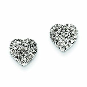 Genuine 14K White Gold Diamond Heart Post Earrings 1.6 Grams of Gold: Mireval: Jewelry