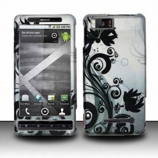 Verizon Motorola Droid X2 Accessory   Silver Black Vines Protective Hard Rubberized Case Cover Design: Cell Phones & Accessories