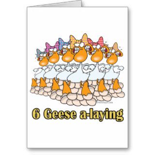 six geese a laying 6th sixth day christmas greeting cards