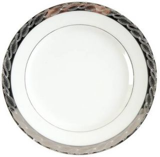 Fukagawa Silver Lichen Bread & Butter Plate, Fine China Dinnerware   Platinum En