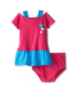Nike Kids Heart Print Dress Set W/ Knit Bottom Girls Sets (Pink)