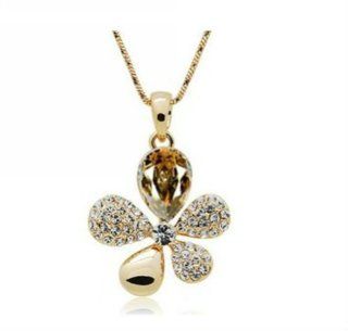 Wiipu Factory direct sale gold coffee necklace, hot sell flower crystal necklace (C1670) Y Shaped Necklaces Jewelry