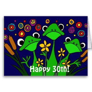 AV  Funny Folk Art Frogs 30th Happy Birthday Card