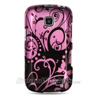 Samsung Illusion I110 Cover Faceplate Face Plate Housing Snap on Snapon Protective Hard Crystal Case Purple with Black Swirl: Cell Phones & Accessories