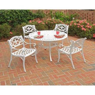 Home Styles Biscayne White 5 Piece 48 in. Round Patio Dining Set 5552 328