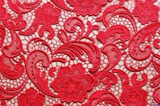 Red Lace Fabric 47'' Width Hollow Embroidery France Fashion Bride Wedding Dress Fabric From Randyfabrics By The Yard