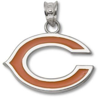 NFL Chicago Bears C Enamel Pendant 1/2 Inch   Sterling Silver : Sports Fan Pendants : Sports & Outdoors