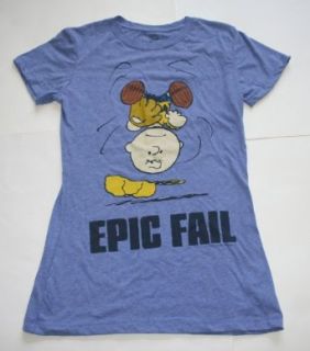 Peanuts Charlie Brown "Epic Fall" Junior Girl's T Shirt   Blue (Medium): Clothing