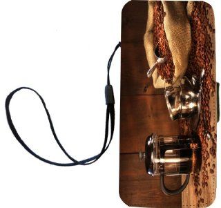 Rikki KnightTM Sack Of Coffee Beans With French Press PU Leather Wallet Type Flip Case with Magnetic Flap and Wristlet for Apple iPhone 5 &5s: Cell Phones & Accessories