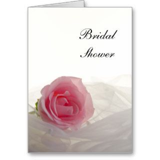 Pink Rose on White Bridal Shower Invite Greeting Cards