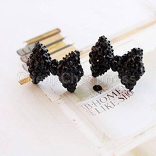 Hot SaleA Pair Fashion Cute Black Rhinestone Crystal Bowknot Bow Tie Stud Earring  Sports & Outdoors