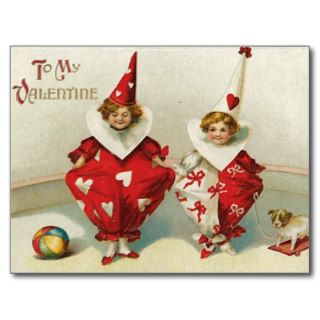 Vintage Clown Valentine Postcard