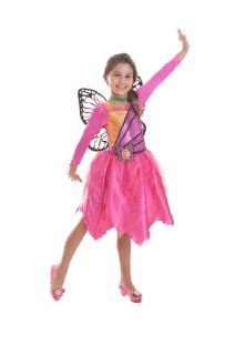 Kostüm Barbie Prinzessin Mariposa Fairy Premium mit Flügel (104): Spielzeug