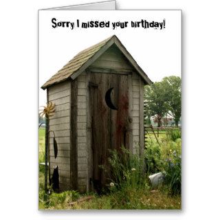 belated birthday, outhouse greeting card