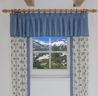 Vorhänge Landhaus Design "Blumen", Vorhang, FarbeBlau, 145/132 cm, Kräuselband, 2er Pack Küche & Haushalt