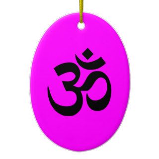 Magenta Black Om Symbol Ornaments