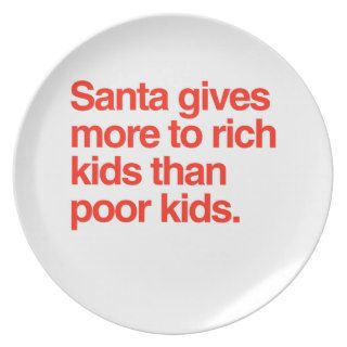 Santa gives more to rich kids than poor kids party plate