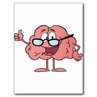 Brain Cartoon Character Giving The Thumbs Up Post Cards
