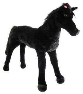 HEUNEC 722279   Reit Pferd DELUXE stehend, schwarz, 50 cm, mit Soundchip   Wiehern und Galopp: Spielzeug