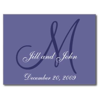 Date, First Names, Initial Monogram Save the Date Postcard