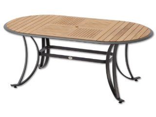 Aluminium Tisch mit Holz Lamellen Roma, Farbe: anthrazit / Teak, Maße: ca. B 180 x H 72,5 x T 100 cm: Küche & Haushalt