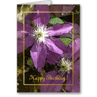 Purple clematis Happy Birthday! Cards