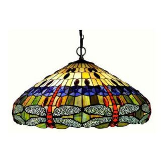 Chloe Lighting Tiffany style Dragonfly 3 Light 24 in. Ceiling Pendant Fixture with Shade CH24001T DPD3