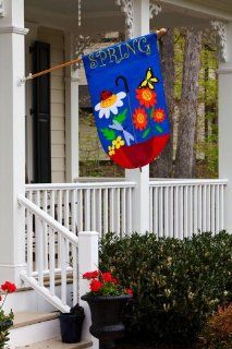 Spring Showers Applique House Flag   2 Sided : Outdoor Decorative Flags : Patio, Lawn & Garden