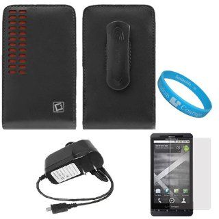 Cellet Bergamo Holster Case w/ Belt Clip for Motorola Droid X MB810 Phone + Anti Glare Screen Protector + Wall Charger + SumacLife TM Wristband: Cell Phones & Accessories