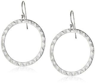 Sterling Silver Hammered Circle Drop Earrings: Jewelry