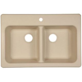 FrankeUSA Dual Mount Composite Granite 33x22x8 1 Hole Double Bowl Kitchen Sink in Champagne FPC3322 1