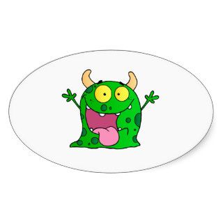 Monster Funny Comic Drawing Cartoon Cute Happy Oval Stickers