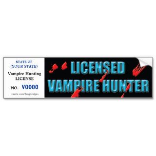 Vampire Hunting license w/ blood spatters Bumper Sticker