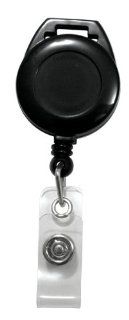 100 Pack Black Retractable Badge Reels That Attach to Your Lanyard (P/N 2120 7501 Q100) : Badge Holders : Office Products