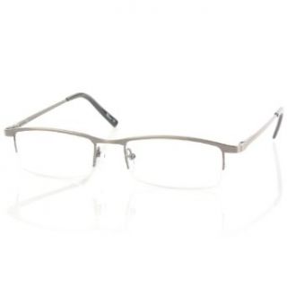 Unisex Metal 1/2 Rimless Slim Frames Rectangular Reading Glasses Gunmetal +1.25 Clothing