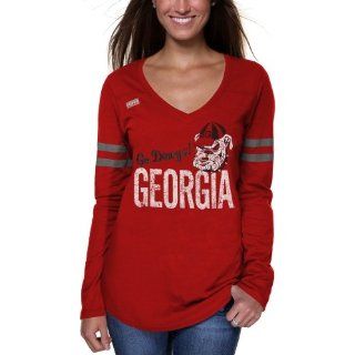 Georgia Bulldogs t shirts : Georgia Bulldogs Ladies Football Long Sleeve T Shirt   Red : Sports Fan T Shirts : Sports & Outdoors