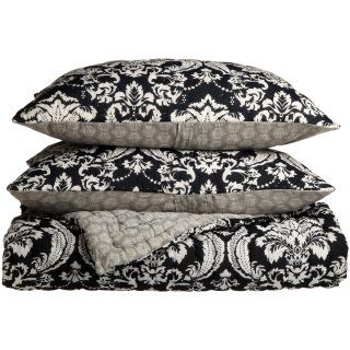 Pinzon 100 Percent Cotton Printed Full/Queen Quilt Set, Black/White Damask   Bedding Sets Full