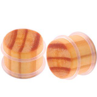 3/4" inch (20mm)   Organic Cedar wood Ear Large Gauge Plugs Earlets with Double Silicone O rings ABIS   Ear stretched Stretching Expanders Stretchers   Pierced Body Piercing Jewelry   Sold as a Pair: Jewelry