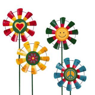 Grasslands Road Groove Garden Groovy Spinning Metal Pinwheels, Four Styles, Set of 4 (Discontinued by Manufacturer): Patio, Lawn & Garden