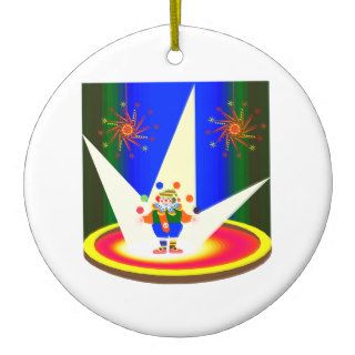 clown in spot light christmas tree ornaments