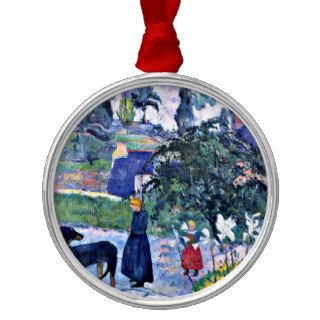 Paul Gauguin art Among the Lilies Ornament