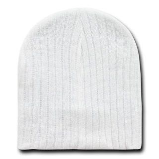 WHITE SHORT CABLE KNIT BEANIE SKI CAP CAPS HAT HATS TOQUE: Everything Else