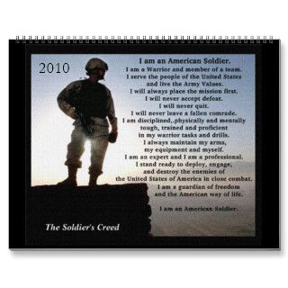Soldiers Creed   2011 AVAILABLE BELOW! Wall Calendar