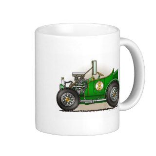 Green Hot Rod Car Mugs