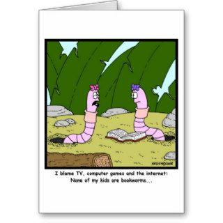 Bookworm Worm Cartoon Card