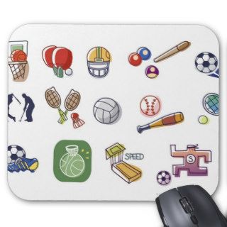 Close up of different type of sports equipments mouse pad