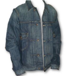 Lucky Brand Men's Industrial Denim Trucker Style Jacket, Distressed Blue Denim, Large at  Mens Clothing store