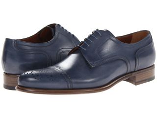 a. testoni Washed Calf Cap Toe Oxford Mens Lace Up Cap Toe Shoes (Blue)