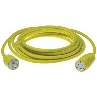 Woodhead 2647B123 Super Safeway Cordset, Industrial Duty, Locking Blade, 2 Poles, 3 Wires, NEMA L5 20 Configuration, 12 Gauge SOOW Cord, Rubber, Yellow, 20A Current, 125V Voltage, 50ft Cord Length Electric Plugs